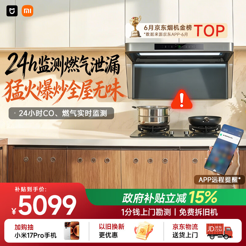 米家小米抽吸油烟机净烟机P2以旧换新上门安装家用大吸力 一级能效【定时燃气灶套装】免拆洗MJ06CY