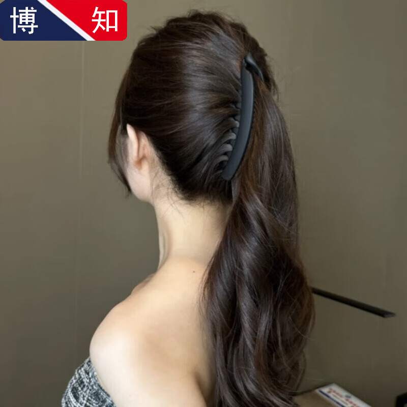 額倜韓系復(fù)古一字夾發(fā)夾女2024新款高端后腦勺盤發(fā)固定橫夾香蕉夾發(fā)卡 磨砂黑