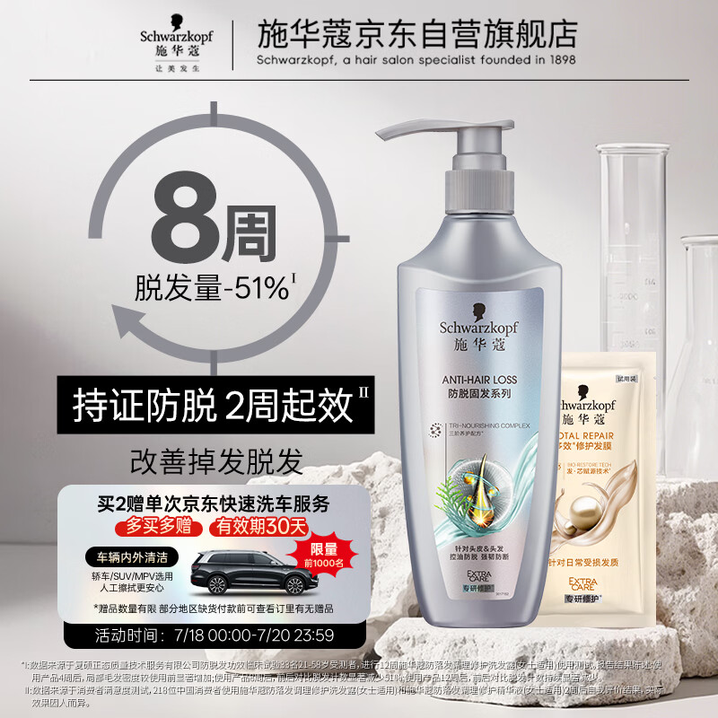 施华蔻（Schwarzkopf）防脱固发护根控油柔顺洗发水600ml(无硅油 蓬松 防掉发 男女)