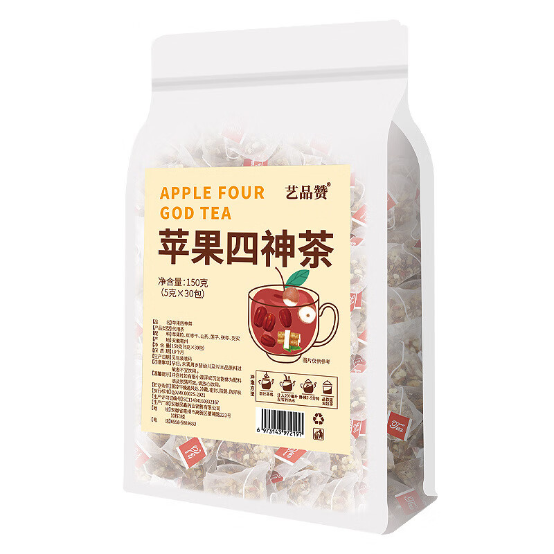 得人如魚（Derenruyu）厂家直供苹果干红枣山药芡实茯苓茶三角茶包养生四神汤 5克*30包/袋