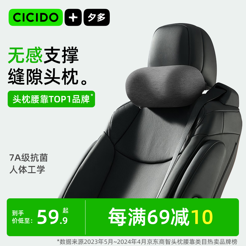 CICIDO夕多缝隙汽车头枕颈枕车用座椅靠枕头高级车载主驾驶员护腰靠垫特斯拉
