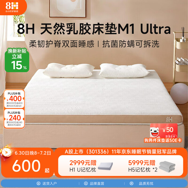 8H 天然乳胶床垫可拆洗柔韧护脊软硬适中政府补贴  老床垫升级包 舒享版-米咖色 900 × 1900 × 80mm