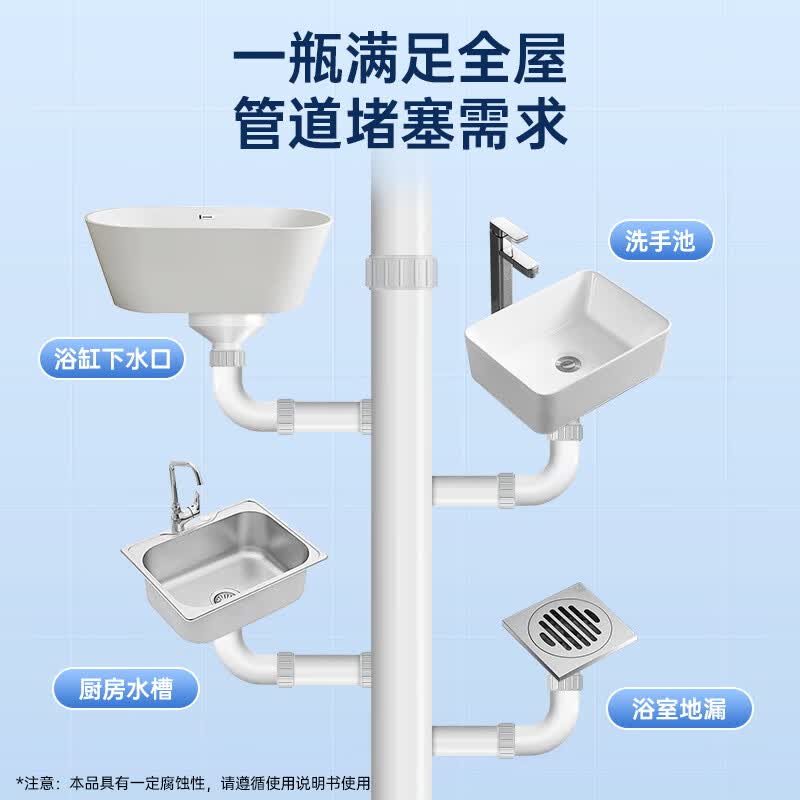 水卫士管道疏通剂 下水道疏通剂 厨房马桶卫生间管道强力疏通剂水卫仕 3瓶超值装【98%家庭选择】