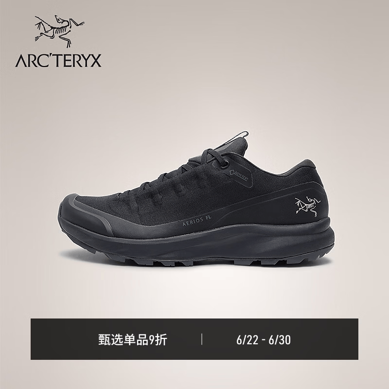 ARC'TERYX始祖鸟 AERIOS FL GTX 男子 徒步鞋 BLACK/PILOT/黑色/航空灰 40 UK 6.5