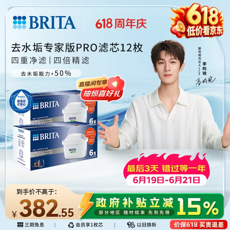 碧然德（BRITA）净水壶 滤芯 MAXTRA Pro WLE 去水垢专家版PRO滤芯12枚（本品加附件6个共计12个非18枚）