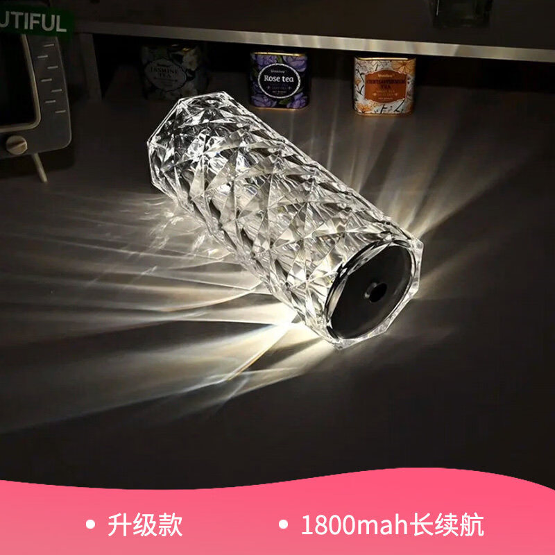 玫瑰氛围水晶灯感应网红情调温馨浪漫台灯创意装饰卧室床头小夜灯 大号-充电款16色-【高续航10小时】触摸调色9