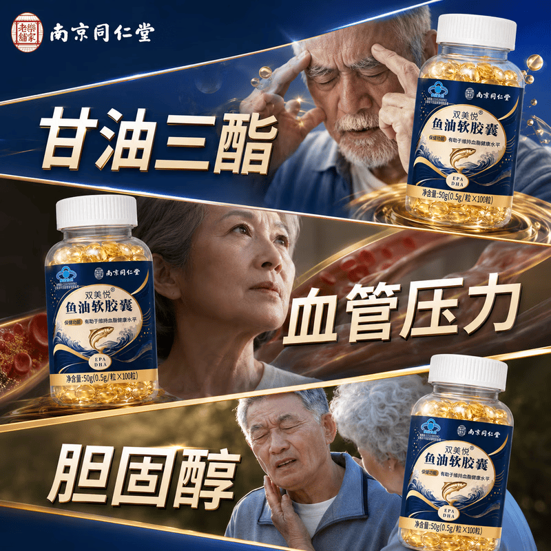 南京同仁堂鱼油 深海鱼油胶囊 omega-3鱼油成年人 epa高纯度 鱼肝油 100粒*3瓶 【90%人的选择】