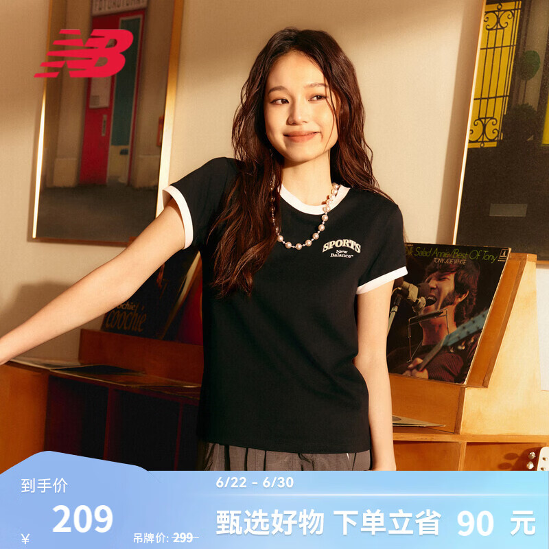 NEW BALANCENB官方26新款夏季女款户外运动百搭舒适透气短袖T恤 BK WT6135P3 S