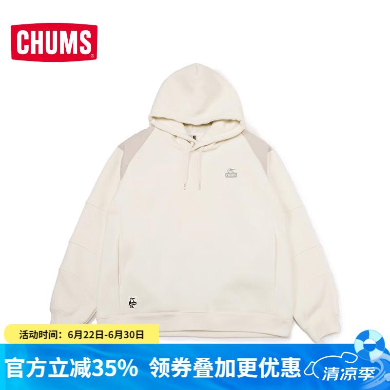 CHUMS洽洽鸟户外休闲连帽卫衣加绒百搭男女款套头帽衫CH00-1458 CH00-1458-W001 （厚绒） S/165