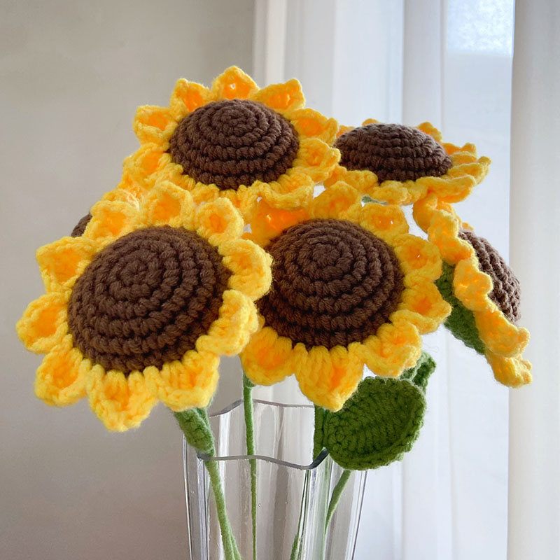 出写  钩织diy材料包 张小昕毛线手工向日葵编织钩针教师节礼物仿真花