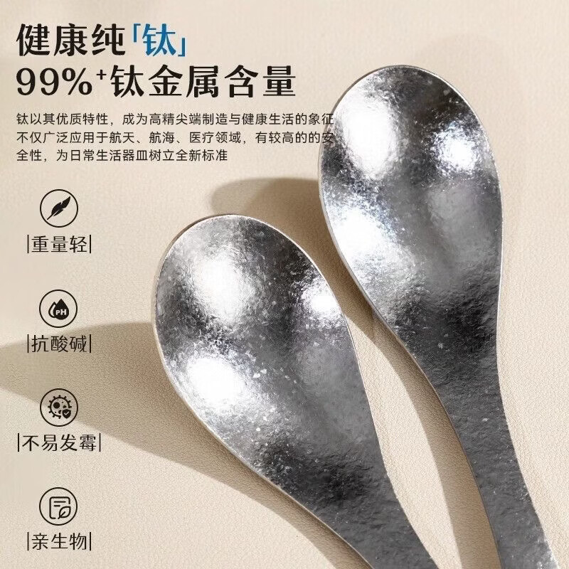 纳有风纯钛筷子礼盒家用高档结晶冰花筷抗菌防霉勺叉餐具套装防滑耐高温 银色-纯钛勺子 单只【盒装】