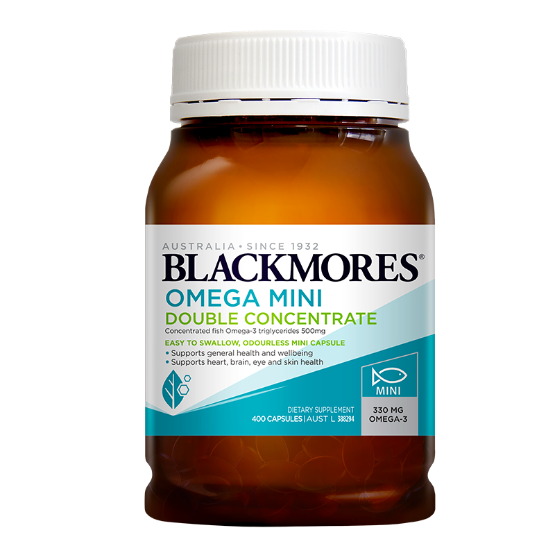 澳佳宝Blackmores 双倍Omege3浓度Mini深海鱼油软胶囊 DHA 高纯度无腥味 【双倍浓度】迷你鱼油400粒