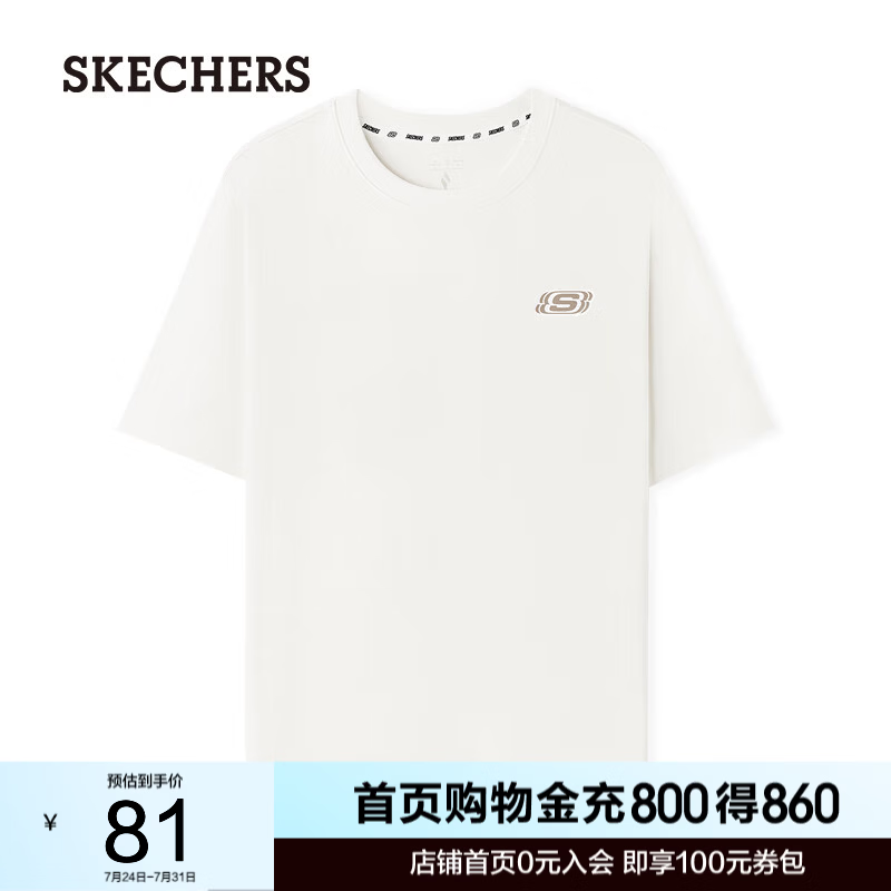 斯凯奇（Skechers）男女同款中性短袖衫L225U200 棉花糖白/0074 M