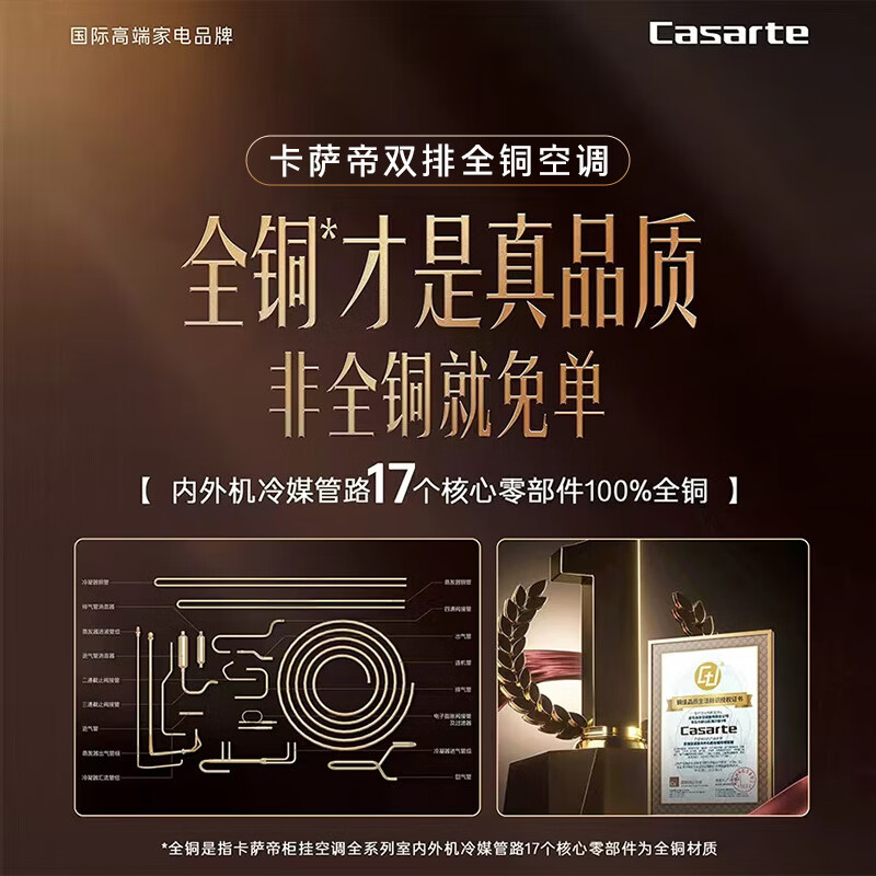 (海尔旗下)卡萨帝空调衡温星悦 外机双排纯铜管 大1.5匹新一级能效挂机 舒适软风 国家补贴CAS3531F20J(81)U1