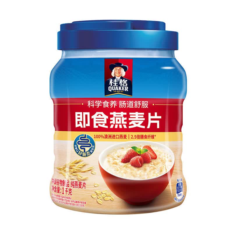 桂格即食燕麦片1000g*1罐装桶装经典原味燕麦营养谷物早餐代餐 1000g*1