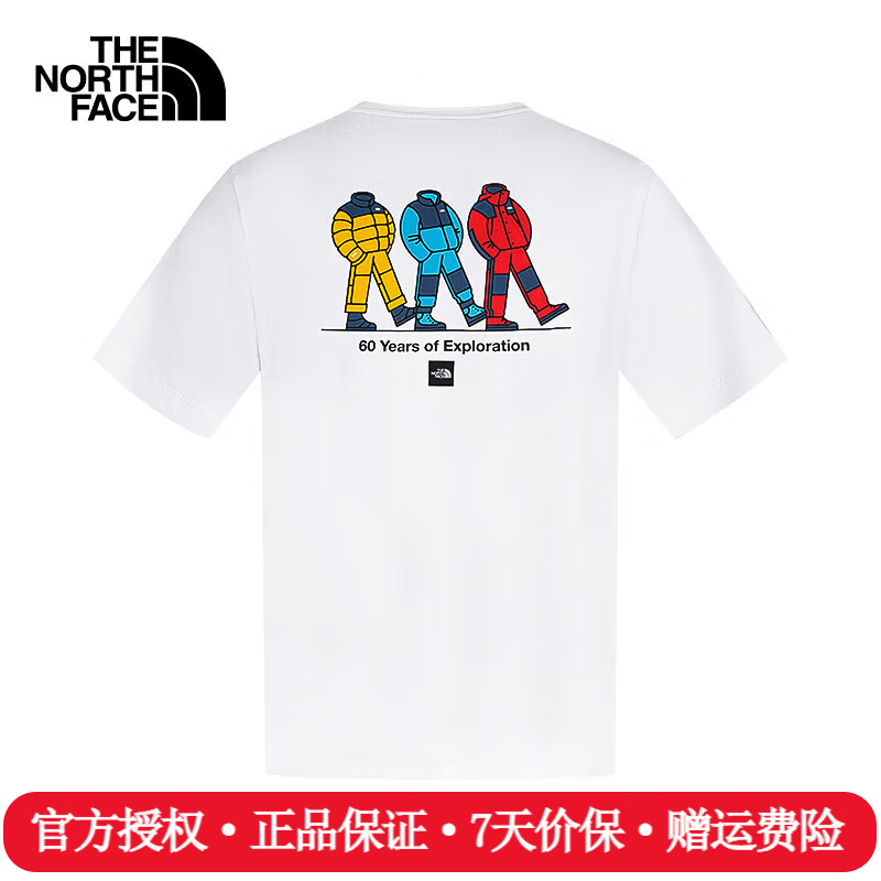 The North Face速干短袖T恤男女情侣款26春夏新款户外运动60周年庆圆领半袖8GX2 FN4/雪峰白 L /175/100A