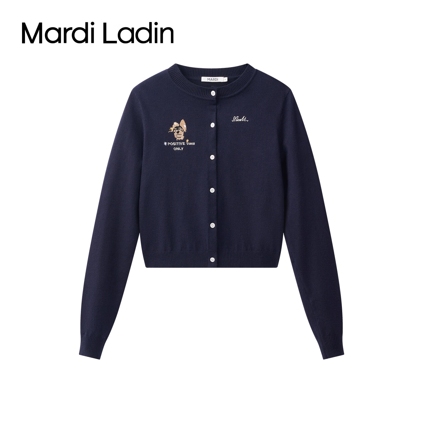 MARDI LADIN毛衣开衫女2026年秋季新款法式高级感针织衫百搭休闲慵懒风外套女 藏青 S