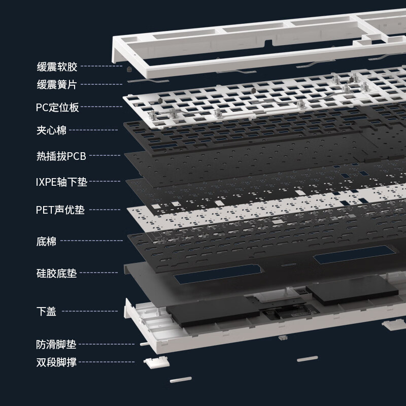 腹灵MK980白色御光机械键盘三模有线无线蓝牙客制化套件电脑游戏办公麻将音静音10000毫安长续航98键 MK980白色 御光 康腾特KTT-酒红轴【麻将音】 三模【有线、无线、蓝牙】