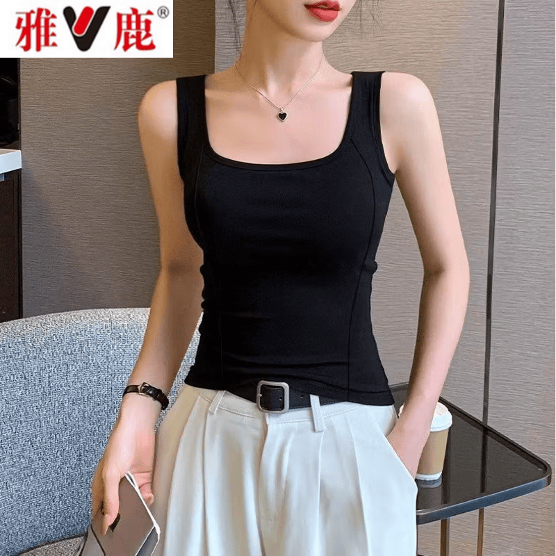 雅鹿2026夏季新款鱼骨吊带背心女美背内搭遮副乳收腰打底外穿无袖上衣 灰色【无胸垫款】一件 L 建议体重【110-120斤】