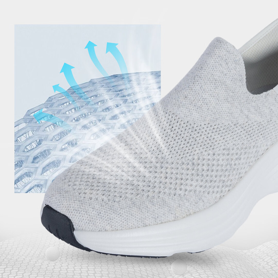FREETIE快穿鞋男款透气纯棉网面一脚蹬运动鞋休闲鞋 浅灰色 44