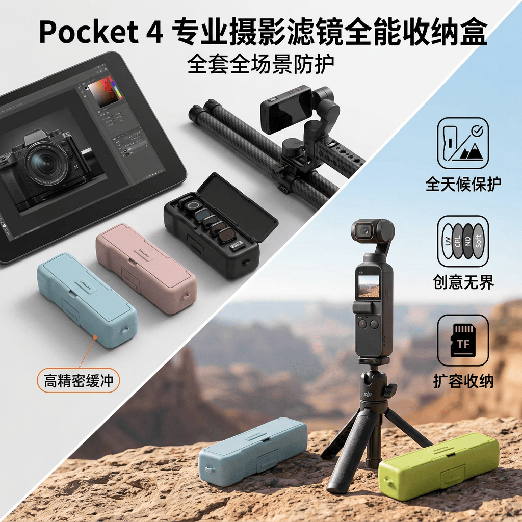 sheingka 【Pocket4/3专用】DJI大疆Pocket4/3保护壳一体式全包便携收纳盒pocket4/3翻盖磁吸防刮花保护套 可更换套餐壳颜色丨下单备注