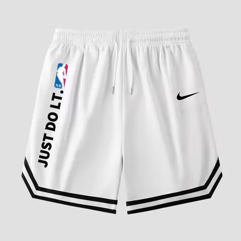 NBA KIDS美短裤男夏天运动宽松NBA球裤aj飞人不过膝4分裤篮球裤儿童 白色NBA斜纹短裤 XL XL建议110-132斤