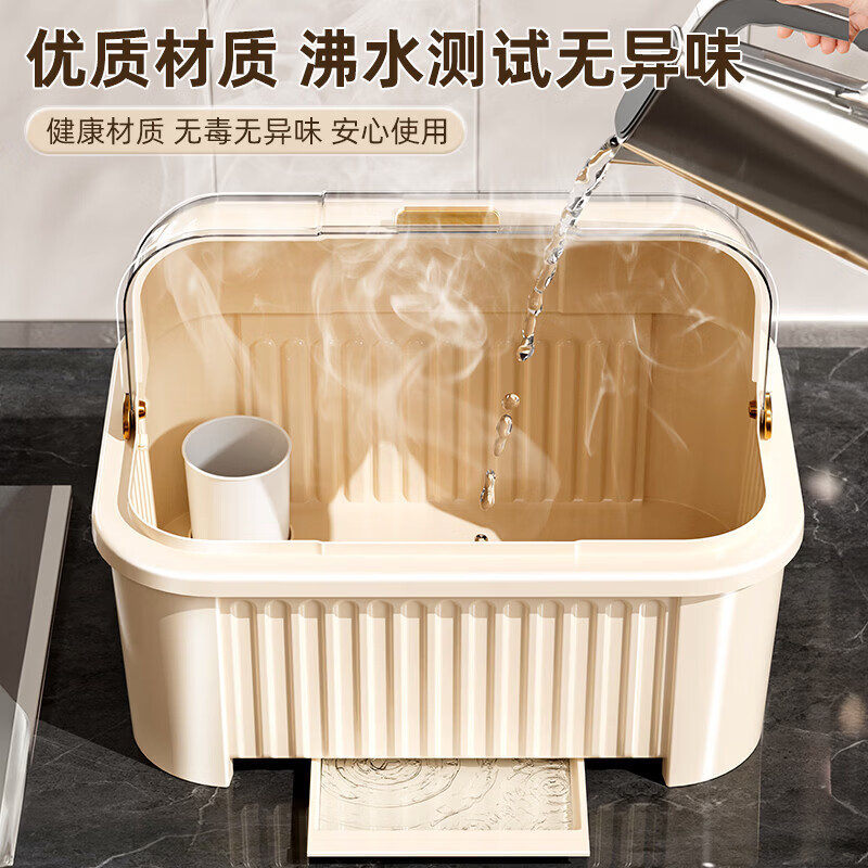 美煮妇碗筷收纳盒放碗碟收纳架厨房碗柜家用带盖盘餐具沥水置物架 中号【紫色】