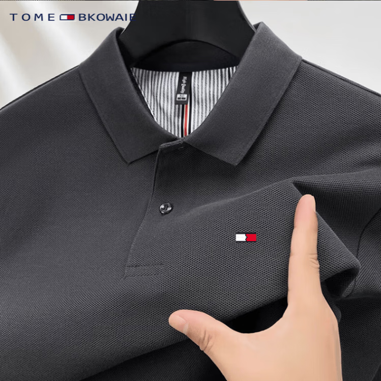 TOME BKOWAIE美国汤米tomy高端短袖polo衫男士t恤夏季26新款纯棉T恤父亲节上衣 轻奢高端蓝色 4XL 190码