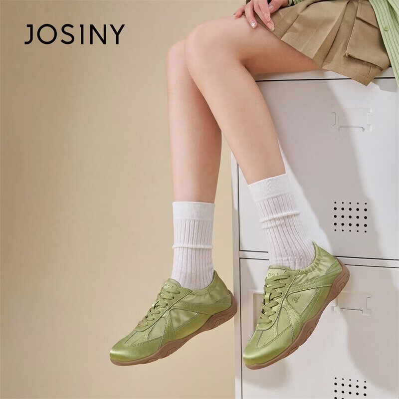 卓诗尼（Josiny）卓诗尼复古拼色德训鞋女2026新款厚底巨好看系带运动百搭休闲鞋 浅灰色 36