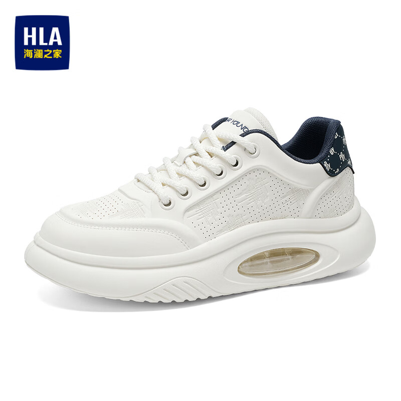 海澜之家(HLA)男鞋夏季2026新款运动休闲鞋潮流小白鞋气垫软底透气百搭鞋子男 白蓝色-透气款 42