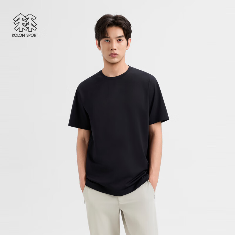 KOLON SPORT/可隆户外休闲衣 男士针织短袖T恤通勤圆领上衣