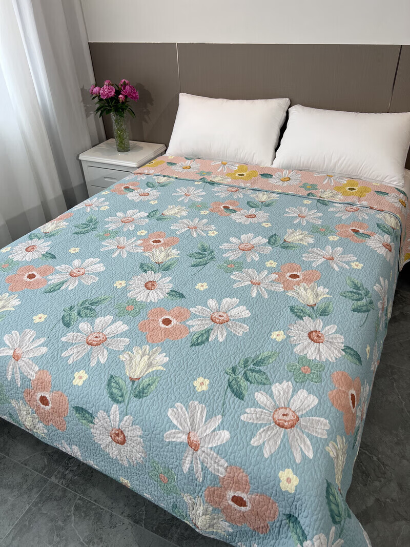 oqb床盖单件韩国 韩国床盖ins 小清新床盖单件斜纹双面全棉空调被绗