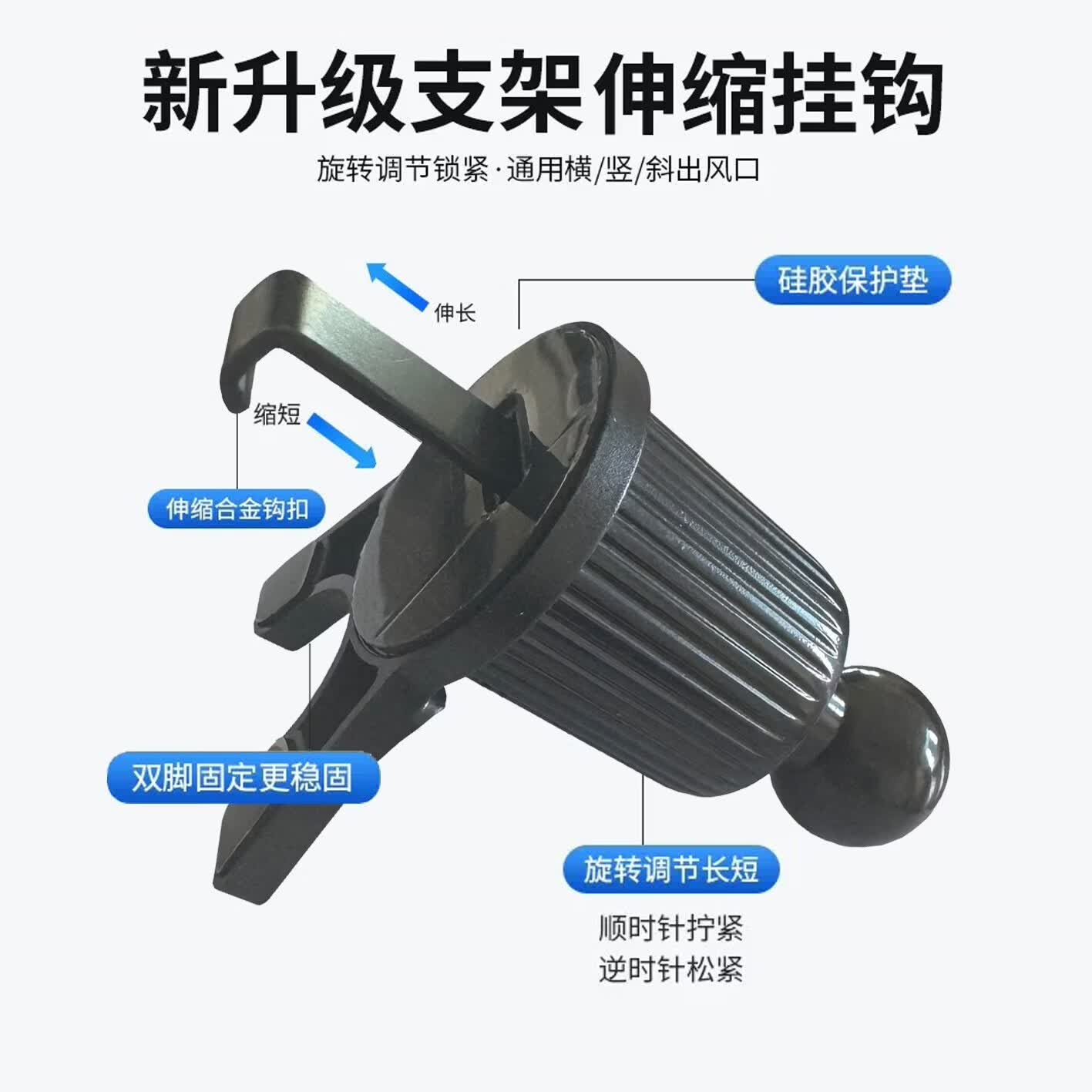 onluo欧诺车载手机支架最新款2026真空吸盘汽车导航专用仪表台支架通用 黑色OC26B出风口三脚挂钩