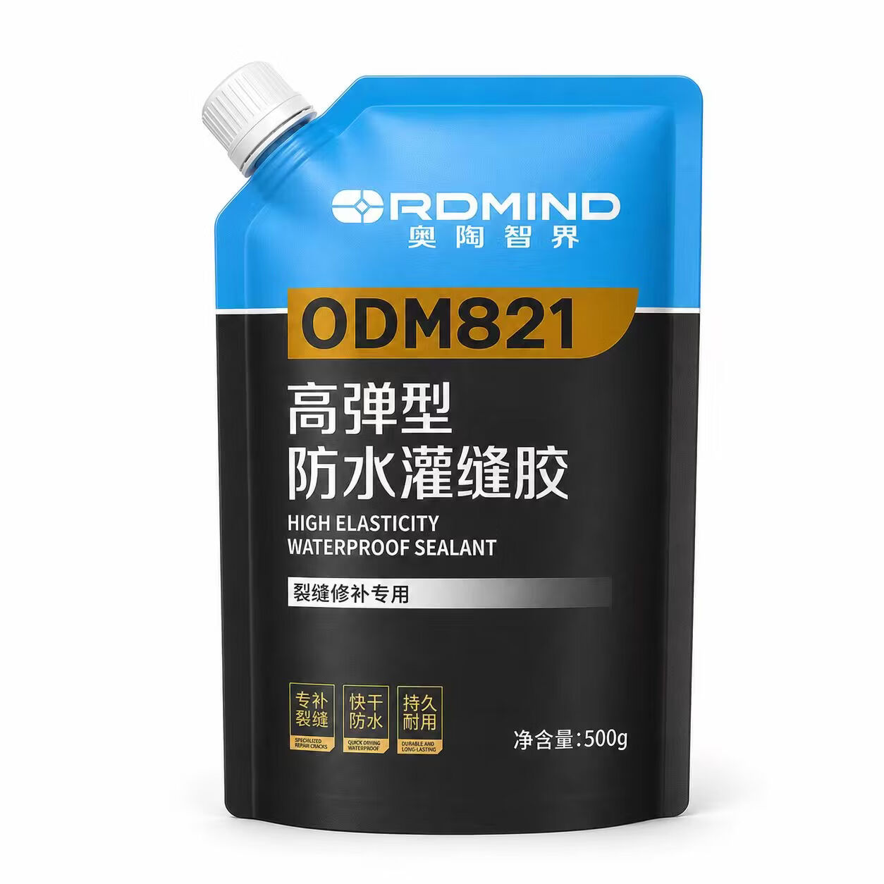 奥陶智界 ORDOVICIAN MIND防水胶补漏裂缝渗水灌缝泥地面修补材料高弹强度混凝土修补剂速干 抗裂自流灌缝胶 500g 可施工约6米