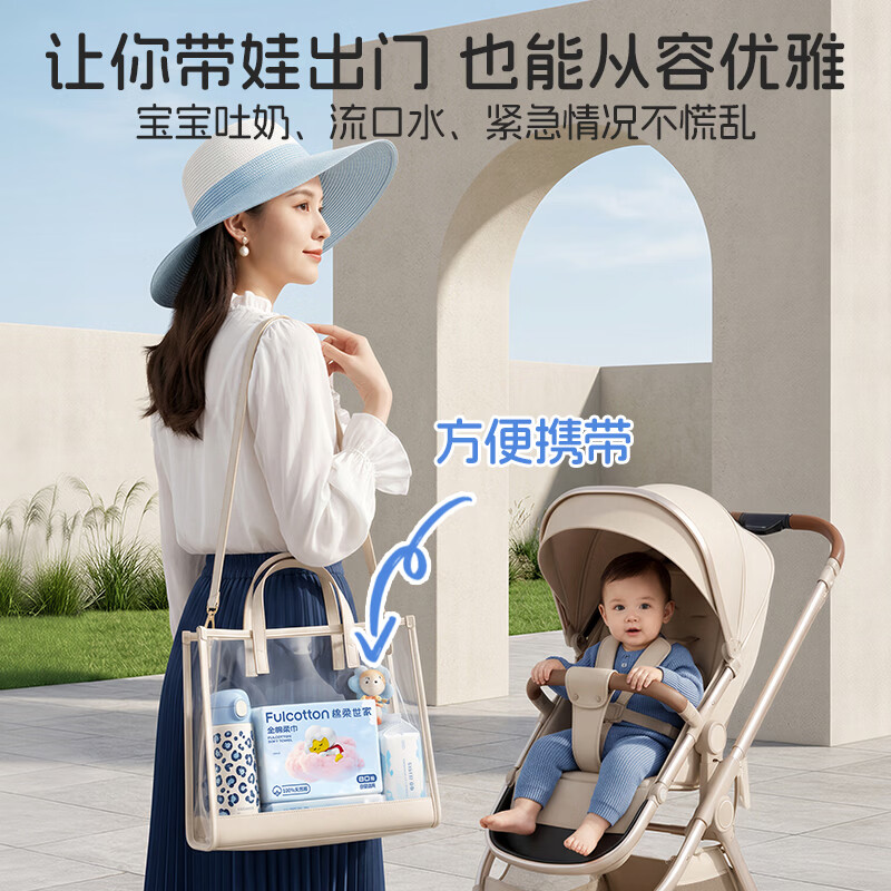 棉柔世家棉柔巾婴儿100%全棉宝宝专用纯棉柔巾干湿两用一次性抽取式洗脸巾 【100%纯棉柔巾】80抽*10包