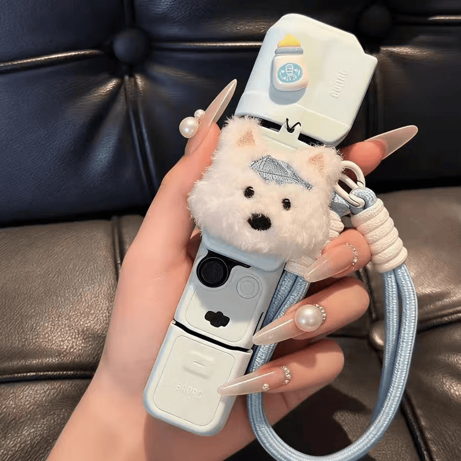 MPPMCK大疆pocket4pro/4/3硅胶保护壳可爱软胶口袋相机配件运动相机保护套 浅蓝色【壳+毛绒西高地+挂绳+螺丝】 大疆pocket4