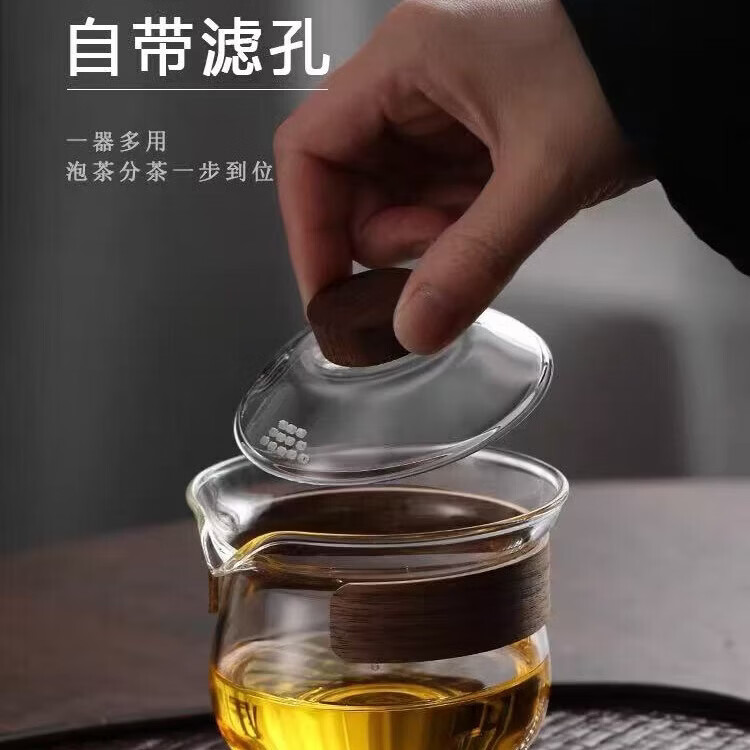 臻晶智【精选直发】耐热加厚高硼硅玻璃盖碗泡茶茶杯防烫手抓盖碗功夫茶 透明色盖碗