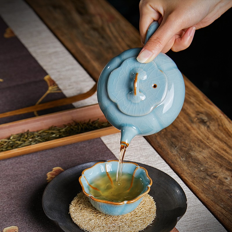 天琅窑哥窑冰裂茶壶开片 高端茶具 茶道茶文化 古董文玩 送礼 柿业有