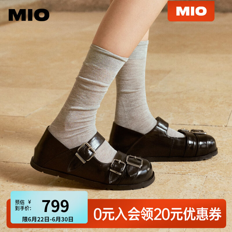 MIO卢昱晓同款|米奥玛丽珍勃肯鞋2026秋新款圆头小皮鞋甜酷女单鞋 黑色 39 (245mm)