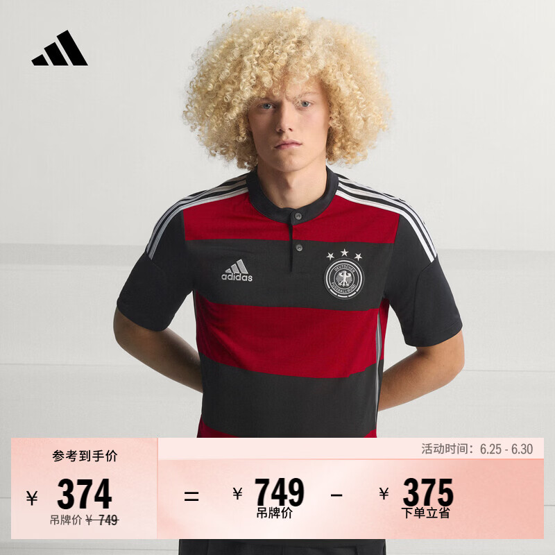 adidas德国队2014复古足球休闲文化短袖球衣男女新款阿迪达斯官方   黑色/胜利红   XL