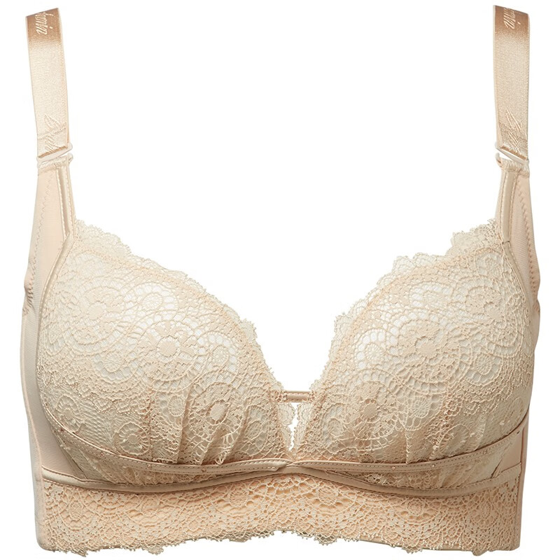 贝佳人无钢圈文胸中厚杯显大调整型女士内衣深v性感聚拢胸罩 小麦肤