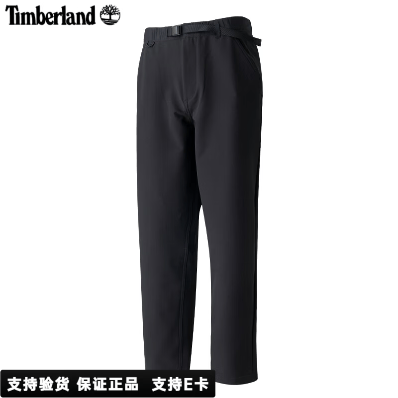 添柏岚（Timberland）休闲裤男春夏新款户外徒步登山运动裤宽松黑色直筒软壳长裤 黑色/腰带款/加绒/A6Y8X001 XL