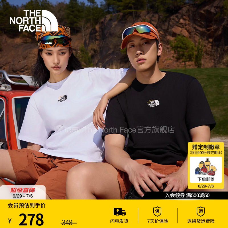 北面（The North Face）短袖T恤男女同款户外休闲宽松圆领透气半袖上衣26春夏新品|8GWH JK3/宇宙黑 S /165