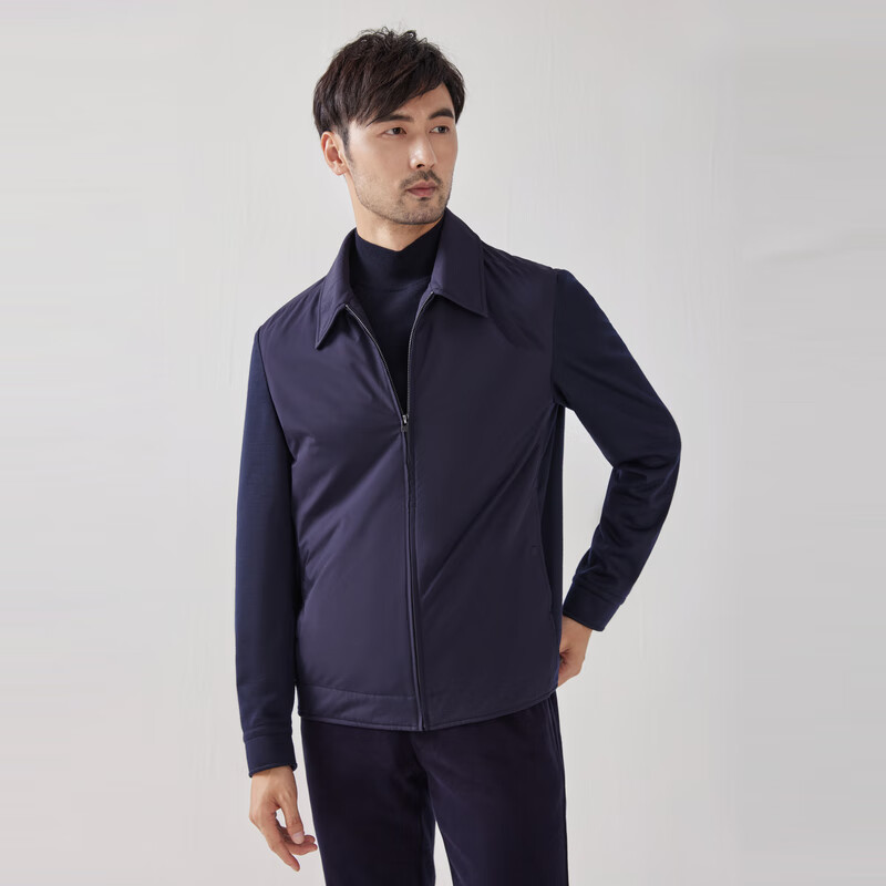 MAYOR男装藏青翻领针织袖单茄克MJJK47719F6A 藏青 M (170/92A)