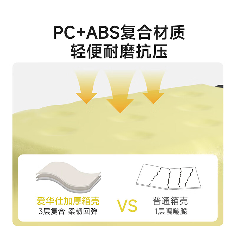爱华仕花朵箱20寸大容量行李箱结实耐用轻便密码登机箱旅行拉杆箱皮箱子 芝士黄 24英寸