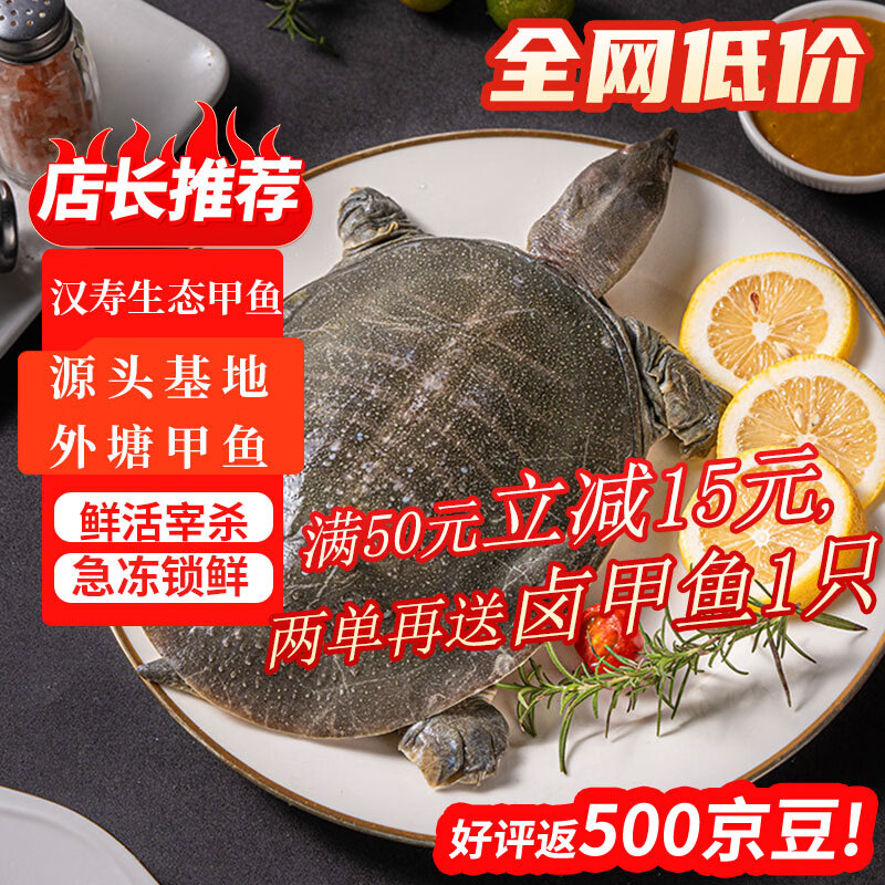 芮宝农场整只冷冻宰杀汉寿甲鱼净重500g生鲜团鱼海鲜水产盒装送调料包