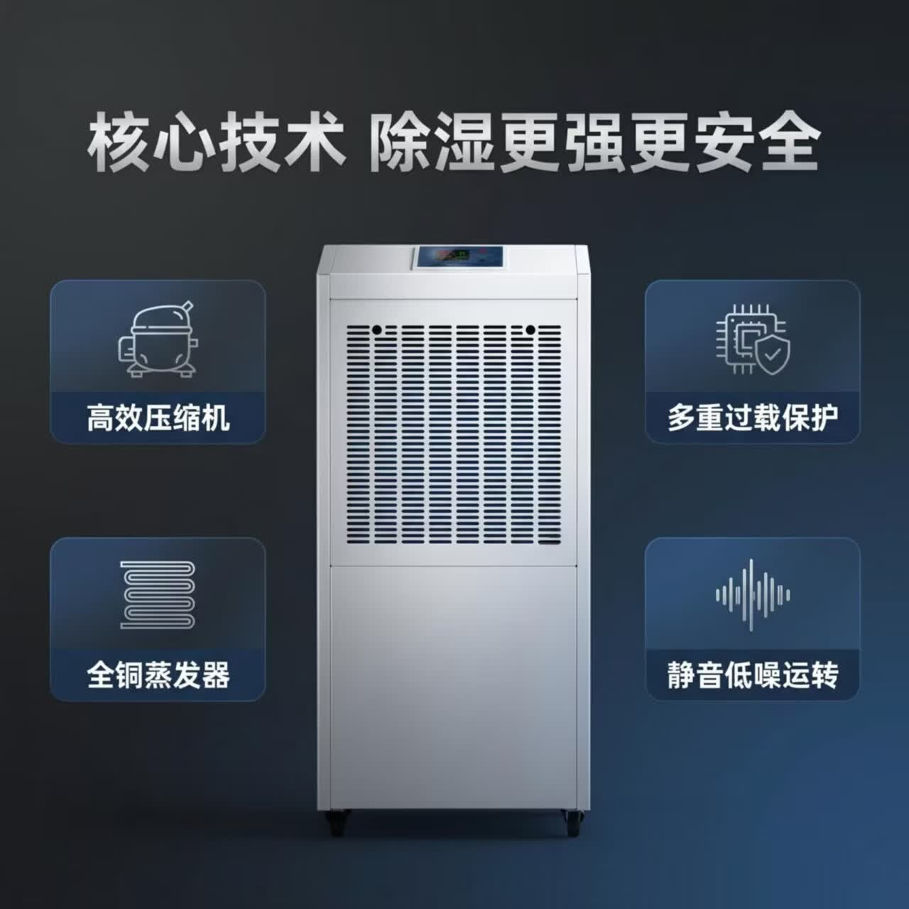 安普阳工业除湿机抽湿吸湿大功率地下室仓库卧室家商用可定时90L防潮防霉档案室专用 90L/天 120-180㎡ 水箱排水