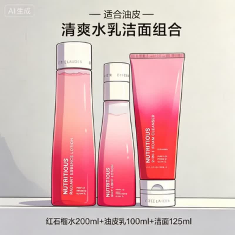 精华乳100ml红石榴精华水200ml洁面套装七夕送老婆闺蜜生日礼物 红石榴三件套水+乳液+洁面425ml 京东折扣/优惠券