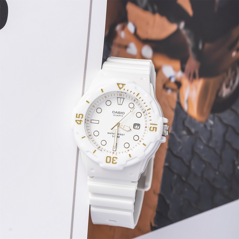 卡西欧(casio网红小白表女ins风 lrw-200h-7e2儿童表 彩色学生七夕