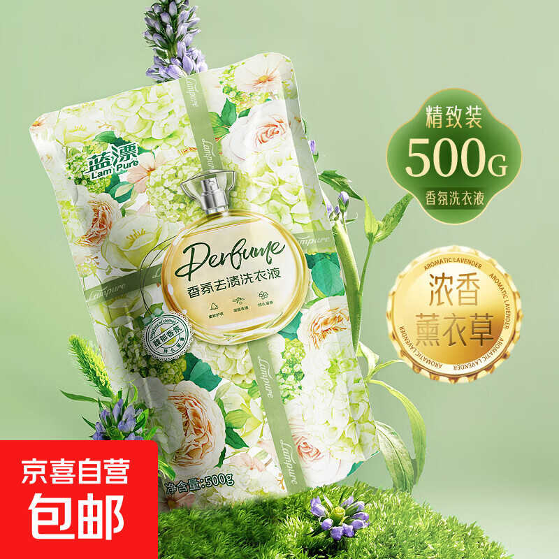 蓝漂香氛洗衣液袋装洗衣去污去渍柔顺护衣手洗机洗易漂洗 500g*1袋（活动）